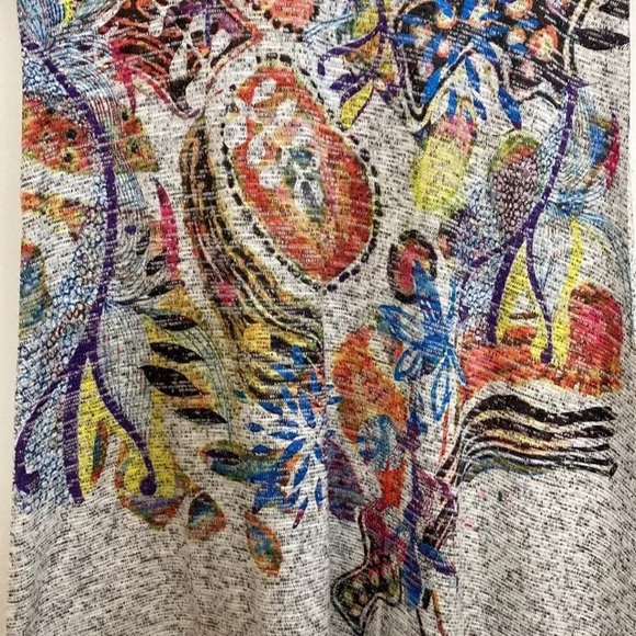 Inoah Top Womens Medium Short Sleeve Knit Tunic Abstract Wearable Art - Picture 7 of 10